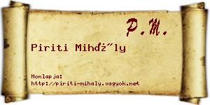 Piriti Mihály névjegykártya
