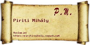 Piriti Mihály névjegykártya